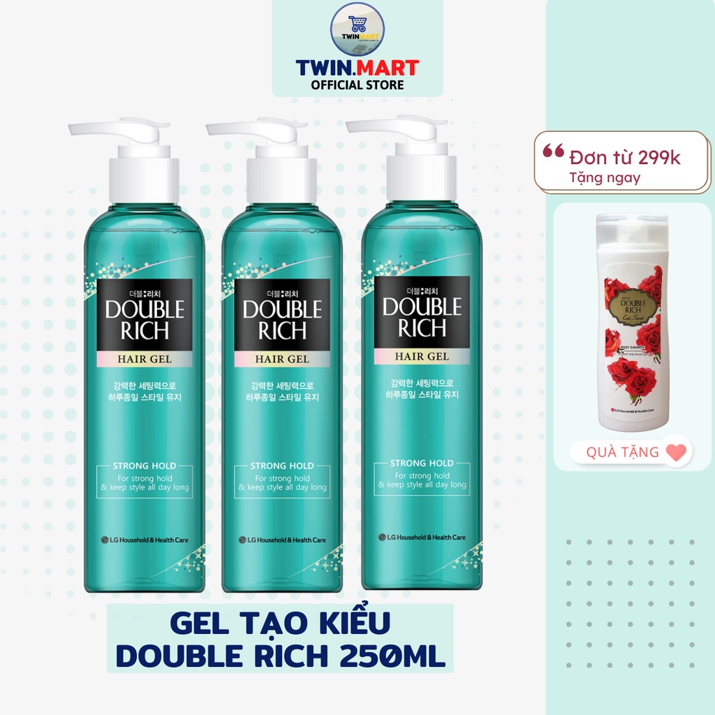 [ĐƠN 299K TẶNG SỮA TẮM 36K] Gel Tạo Kiểu Double Rich Strong Giữ Nếp Uốn Tóc 250ml