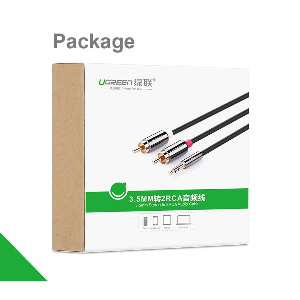 [Mã ELHACE giảm 4% đơn 300K] Dây Loa, Amply 3.5mm To 2RCA Hoa Sen Cao Cấp UGreen AV116 Chính Hãng