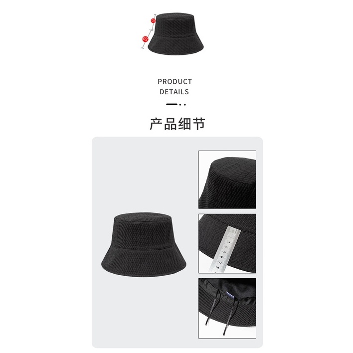 Nón Vành Rộng Màu Đen Chống Nắng Phong Cách Nhật Bản