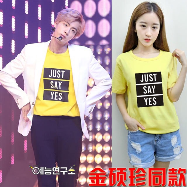(Tặng ảnh BTS)Áo BTS JIN JUST SAY YES