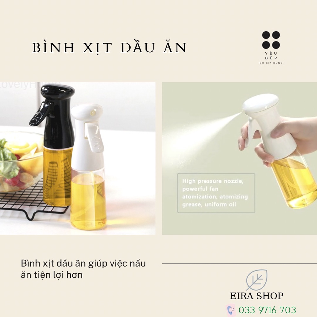 Bình xịt dầu ăn, Chai xịt dầu ăn phun sương đều tiện ích cho nhà bếp tiết kiệm dầu ăn