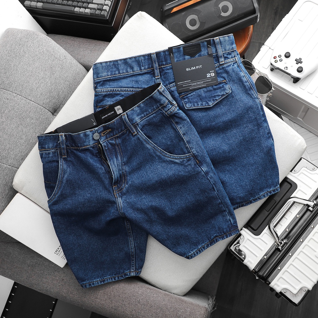 Quần Short Nam SlimFit Alter Navy , Chất Liệu Denim Dày Dặn , QD003056,SOMEHOW