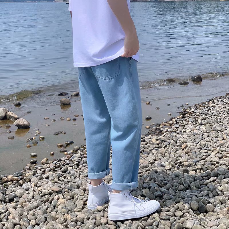 Men's Wide-Length Jeans With Chrysanthemum Print Fashion Personality | BigBuy360 - bigbuy360.vn