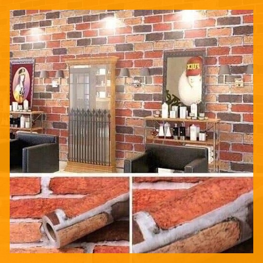 10m giấy dán tường sẵn keo gạch đỏ 5388