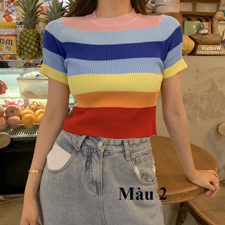 áo len cộc tay cầu vồng cực xinh