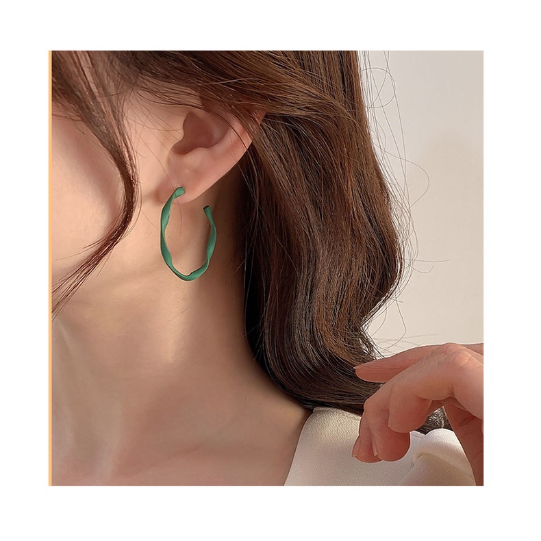 Bông Tai Mạ Bạc 925 Dạng Vòng Phong Cách retro Hàn Quốc