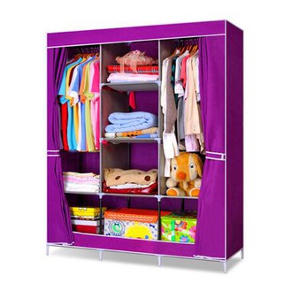 Tủ quần áo vải tủ vải  3 Buồng 8 Ngăn Cao Cấp khung kim loại (chọn màu)