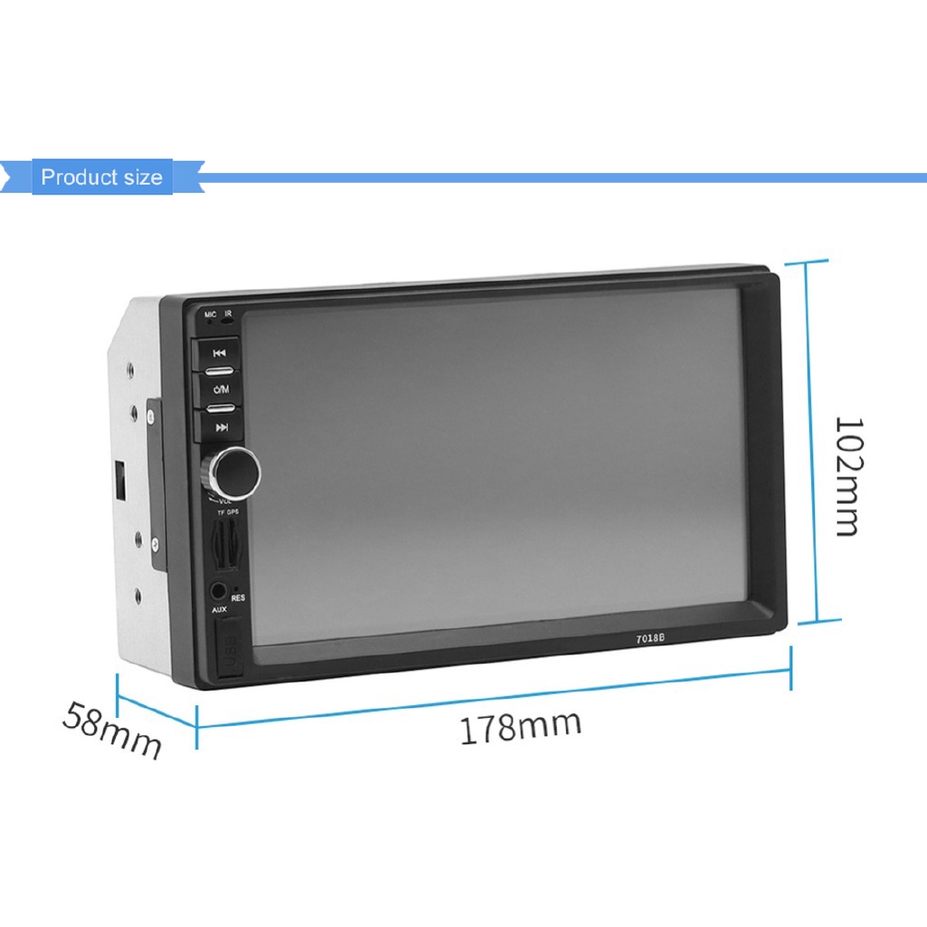 Màn hình cảm ứng 7018B 2 Din 7" HD Âm thanh Âm thanh nổi Bluetooth Xe hơi MP5 Player