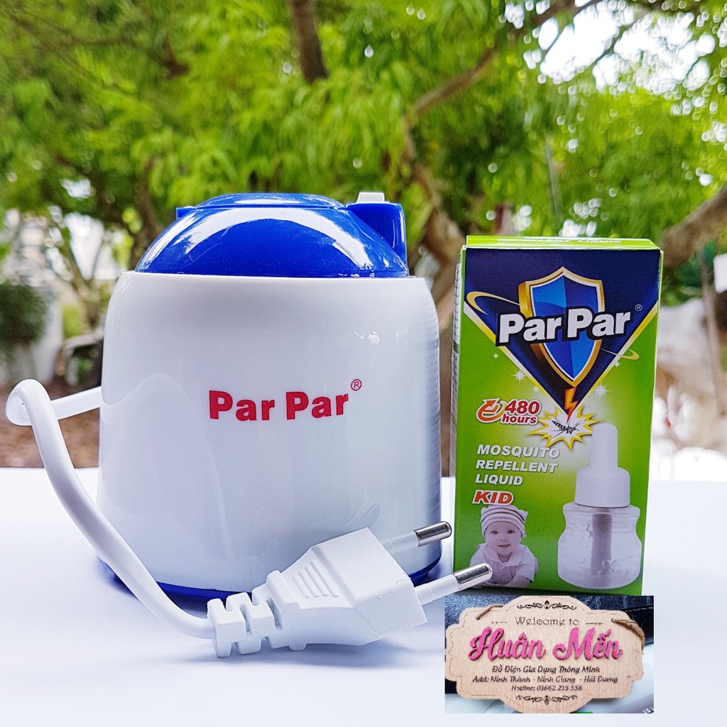 (HÀNG CHUẨN) MÁY ĐUỔI MUỖI xông TINH DẦU ĐUỔI MUỖI parpar DÂY RÚT an toàn và hiệu quả dùng ( 1 máy +1 lọ dầu 48