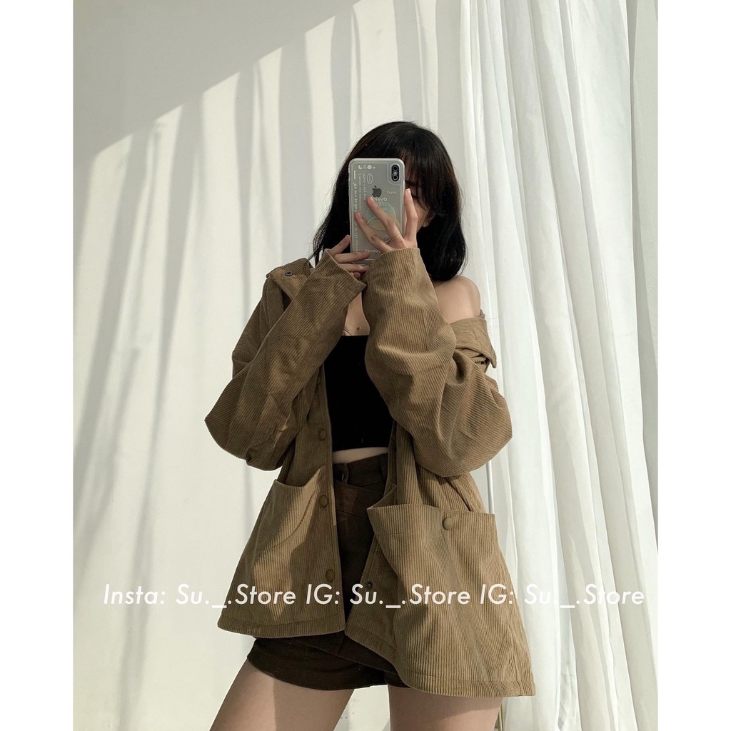 Áo khoác nhung gân oversize túi vuông A2364 SUSTORE