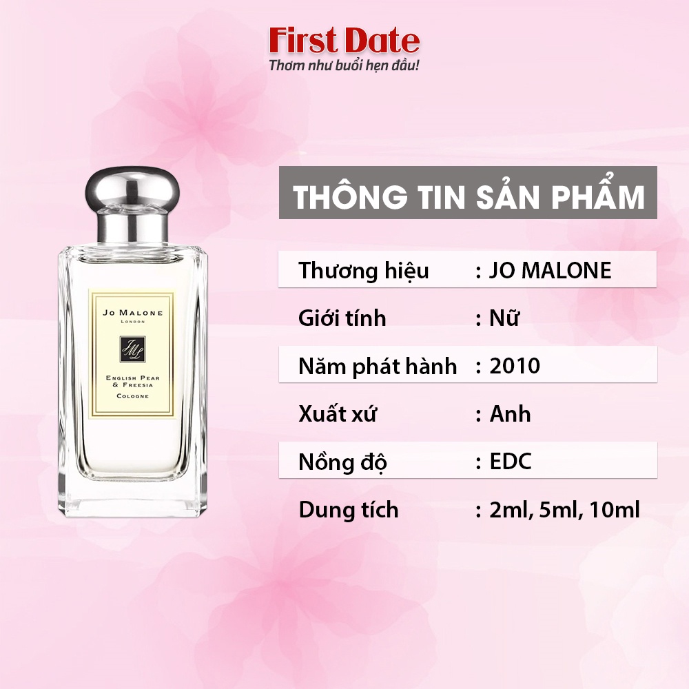 Nước hoa nữ Jo Malone English Pear & Freesia. Lưu hương lâu chính hãng 100% - Nhẹ nhàng, Sang trọng - First Date
