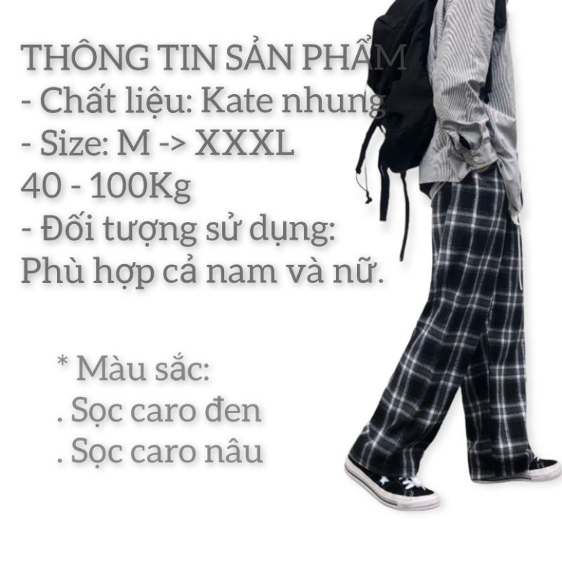 40-100KG quần kẻ sọc ca rô nam nữ bigsize baggy ống suông form rộng