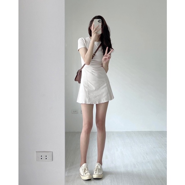 Váy Cộc Tay May Viền Nữ  🌸 Đầm body dáng ôm tenis vạt bèo tiểu thư, hàn quốc Ulzzang 🌸