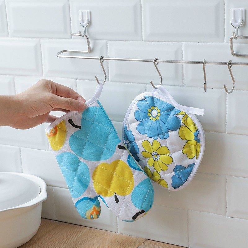 Set 2 Găng Tay Nhấc Nồi Bắc Bếp Cách Nhiệt Tiện Lợi