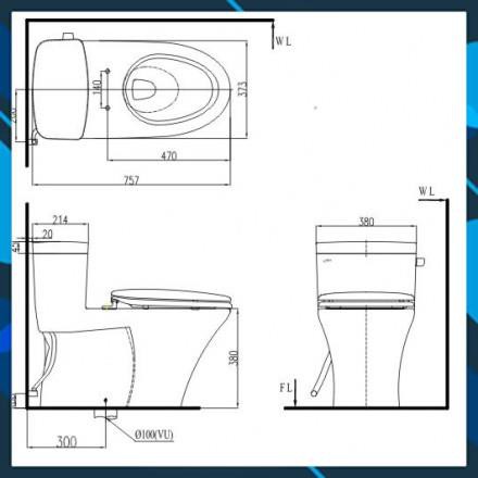 Bàn cầu 1 khối cao cấp INAX AC991VRN, công nghệ Aqua ceramic, nắp rơi êm, 2 nhấn tiết kiệm nước, bảo hành 10 năm