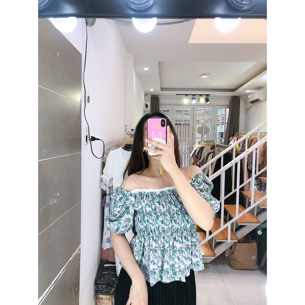ÁO HOA BO PHỐI REN CỔ