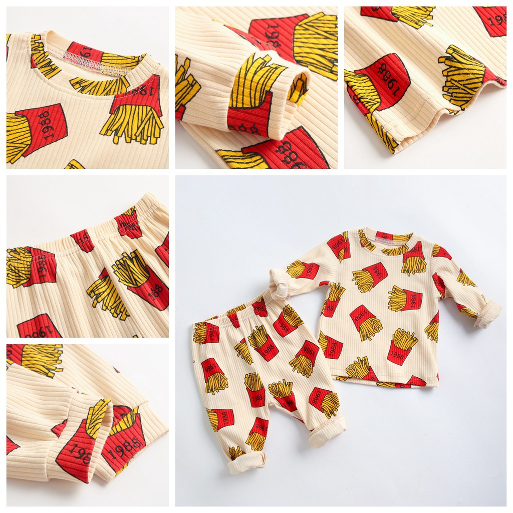 Bộ đồ 2 món Sanlutoz gồm áo + quần họa tiết hoạt hình bông hoa cho trẻ em