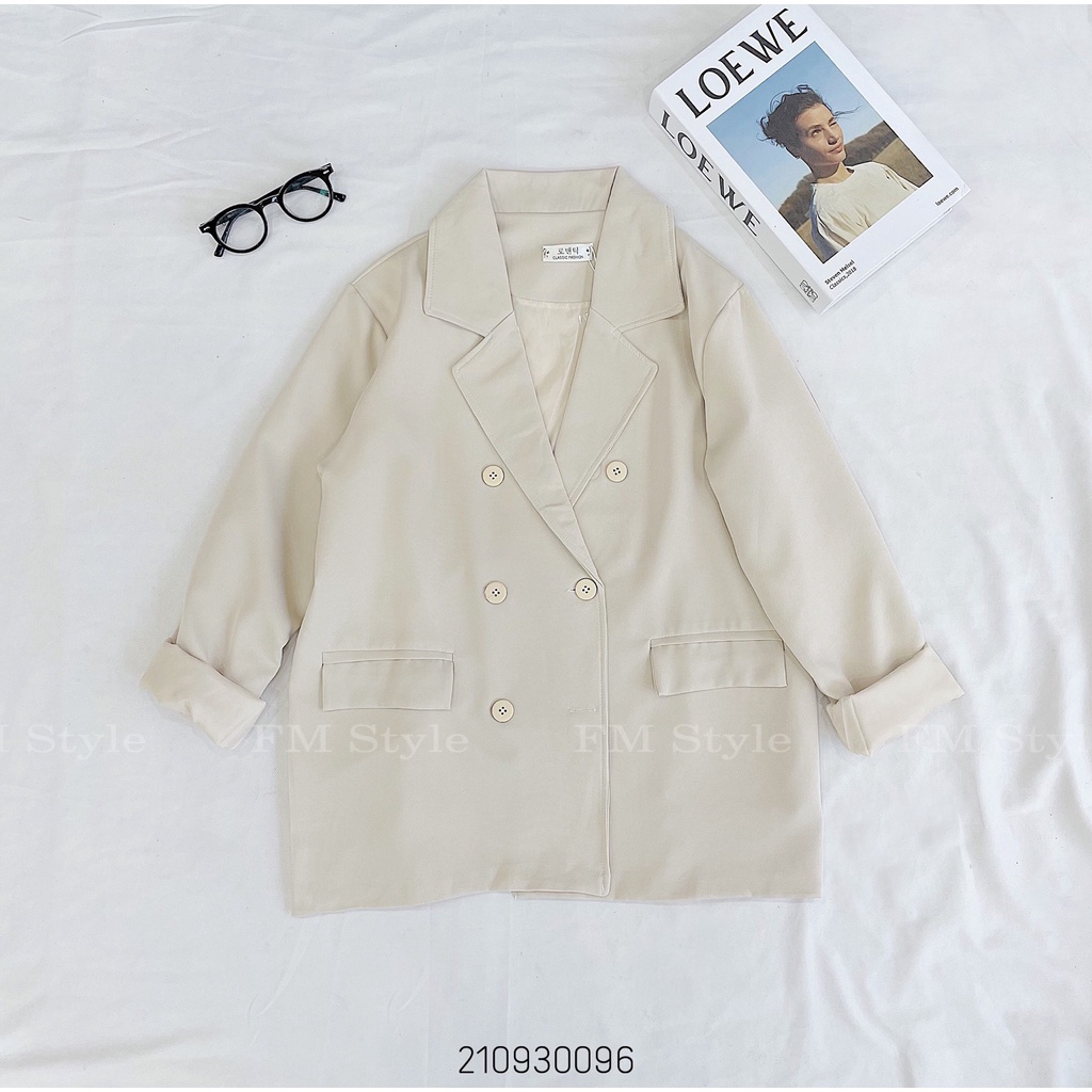 Áo khoác vest FM Style blazer công sở 2 túi 6 nút phong cách Hàn Quốc chất liệu cao cấp thời trang thanh lịch 210930098