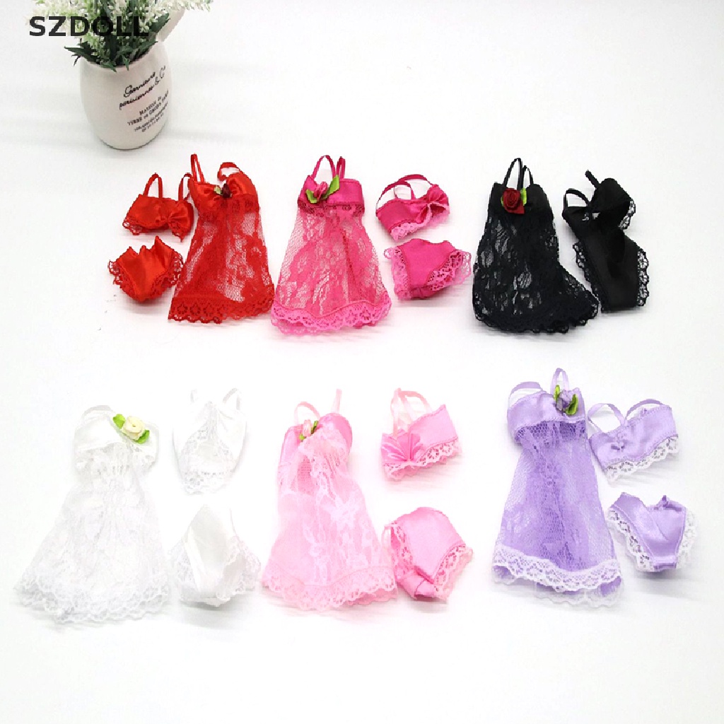 Set đồ ngủ nội y 3 món mặc nhà cho búp bê 30cm