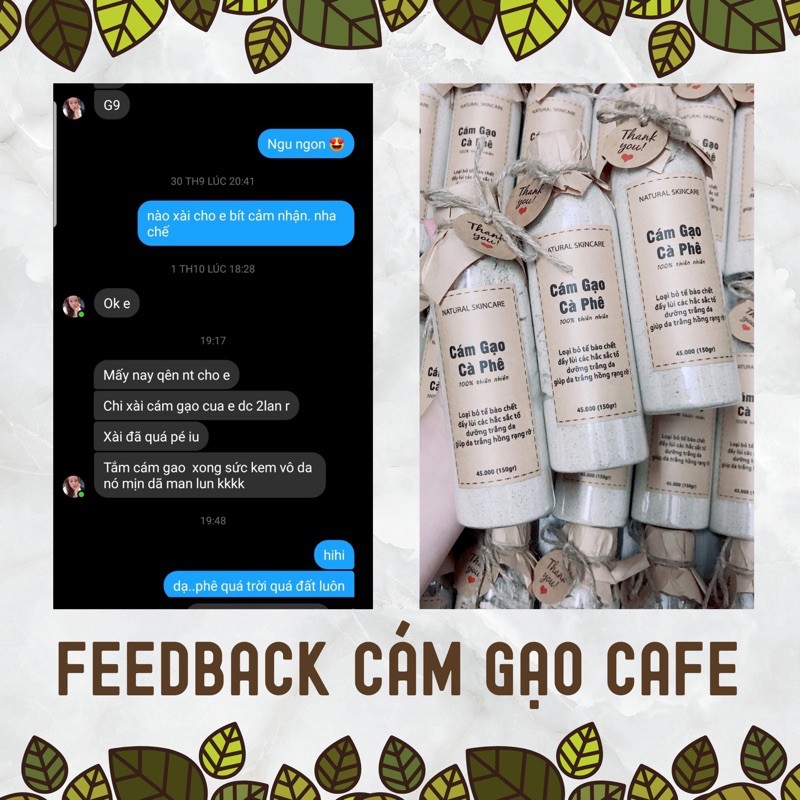 Combo 3 Chai Cám Gạo Cà Phê tẩy da chết, dưỡng trắng da, ngăn lão hoá