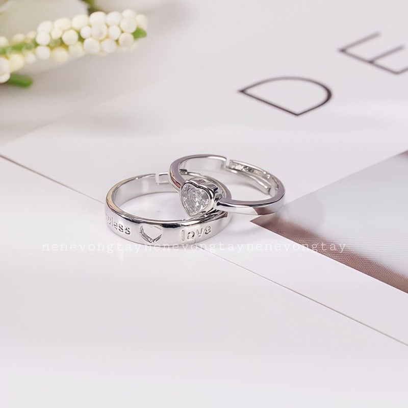 [ẢNH THẬT] Nhẫn đôi TRÁI TIM unisex tự điều chỉnh