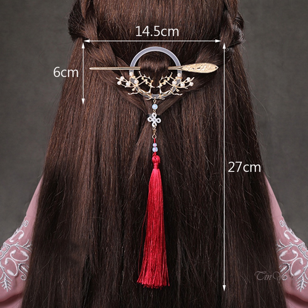 GETNOIVAS Trâm Cài Tóc Đính Tua Rua Phong Cách Trung Hoa Cổ Điển Trọng Lượng Nhẹ Siêu Bền