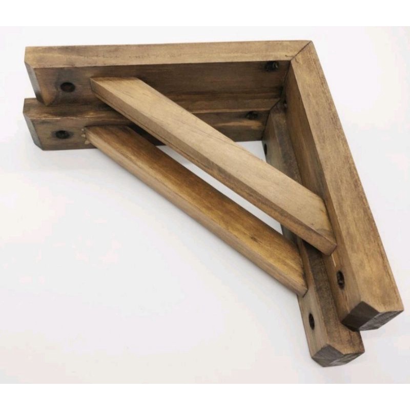 Cặp chân kệ đỡ chữ L gỗ tự nhiên chịu lực cao 20 x 25cm