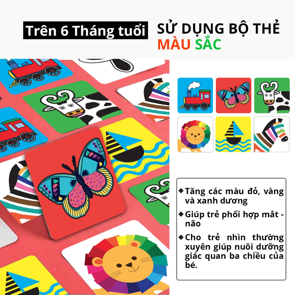 Flashcard Montessori cho trẻ sơ sinh 0 12 tháng đồ chơi cho trẻ sơ sinh treo nôi 3005