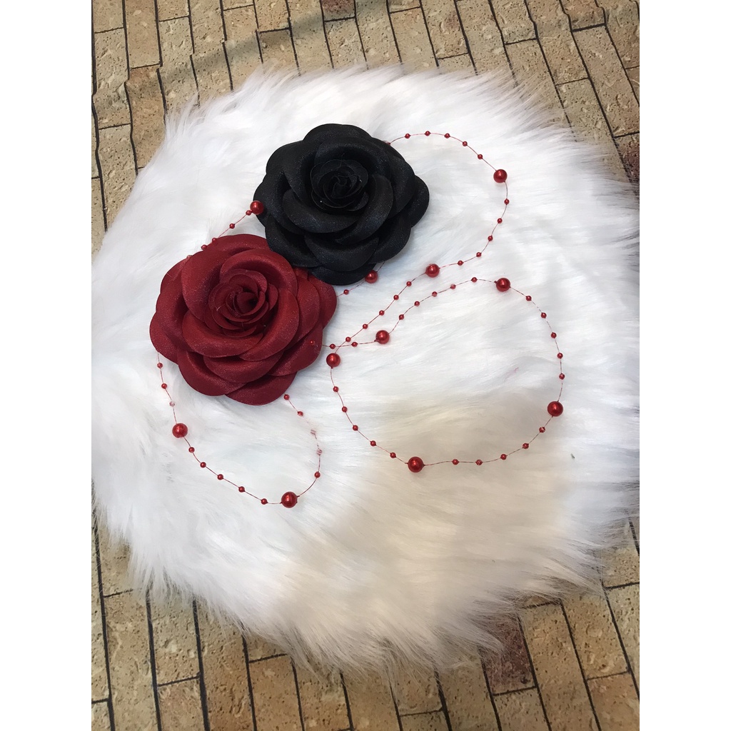 Combo Thảm Lông Tròn Chụp Ảnh Nail Phụ Kiện + Dây Chuỗi Hạt Thưa + 2 Hoa Hồng Cầm Tay + Phông Nền Vân Gỗ 3D