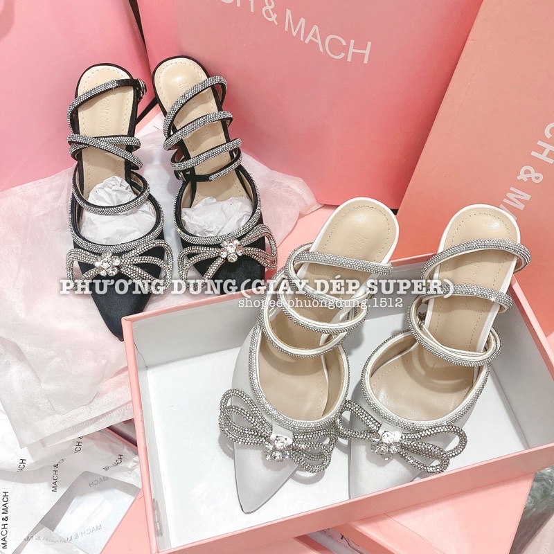 Giày Cao Gót Mach Mũi Nhọn Nơ Đá Gót 8p hàng fullbox quảng châu