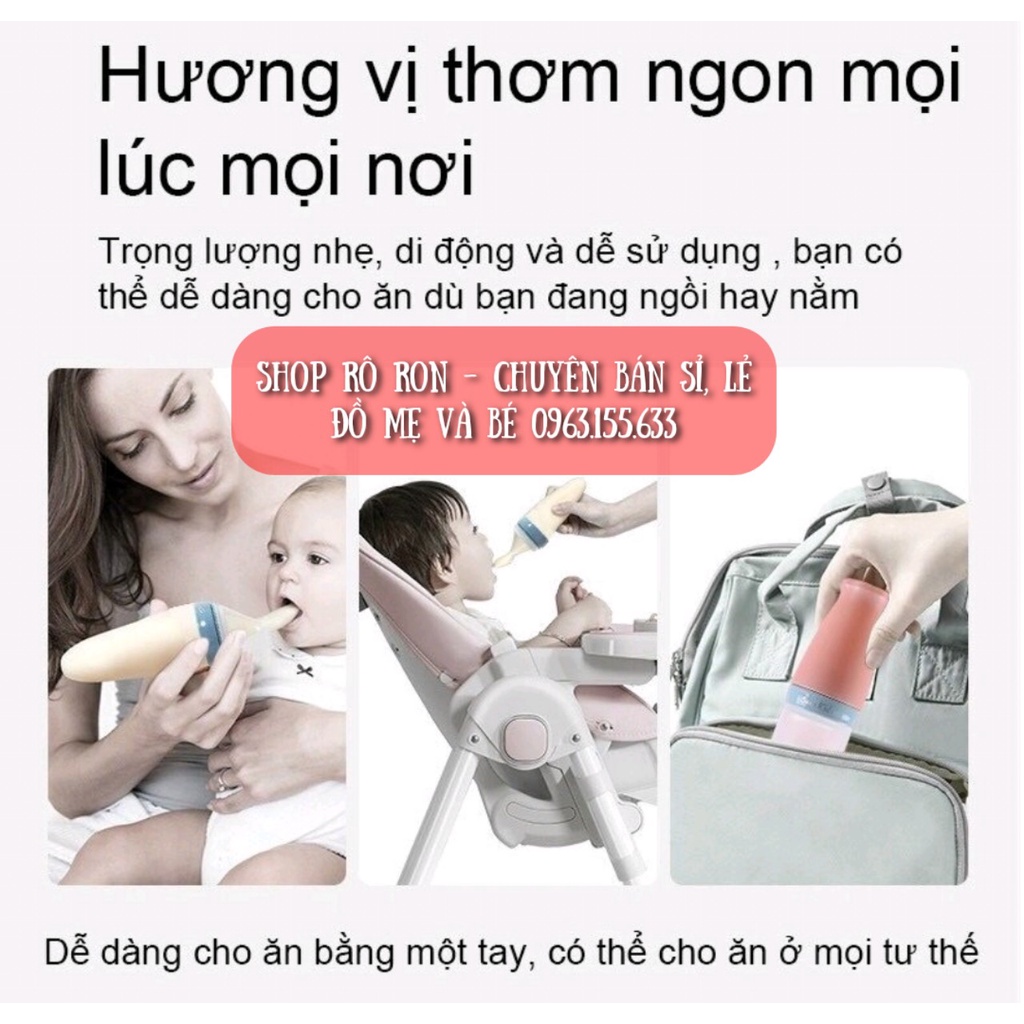 Bình thìa ăn dặm EMMA KIDS - Bình thìa silicon cho bé - Shop Rô Ron