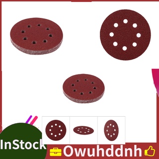 OUWH Set 10 miếng giấy nhám tròn đỏ 8 lỗ 125mm