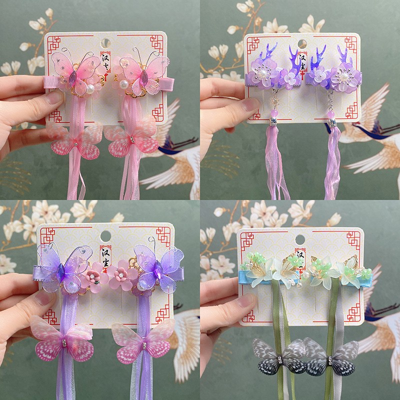 Set 1 Cặp Kẹp Tóc Gắn Hoa/Thỏ Dễ Thương Cho Bé