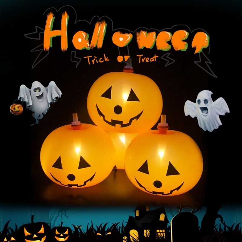 Bong Bóng Latex Hình Bí Ngô Phát Quang Trang Trí Halloween