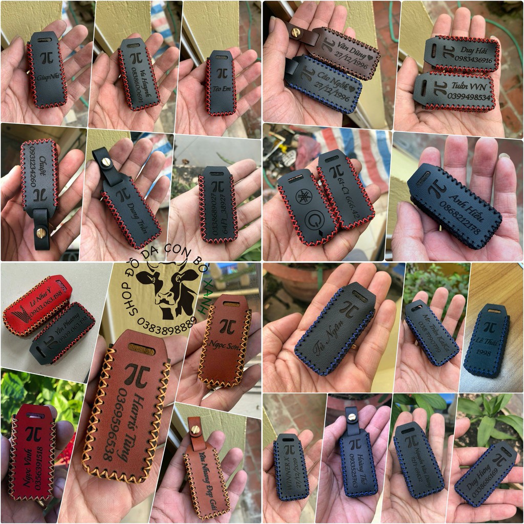 Bao Da Chìa Khóa Remote Pitech chống trộm, keyfob Pi V1 và V2  handmade cao cấp
