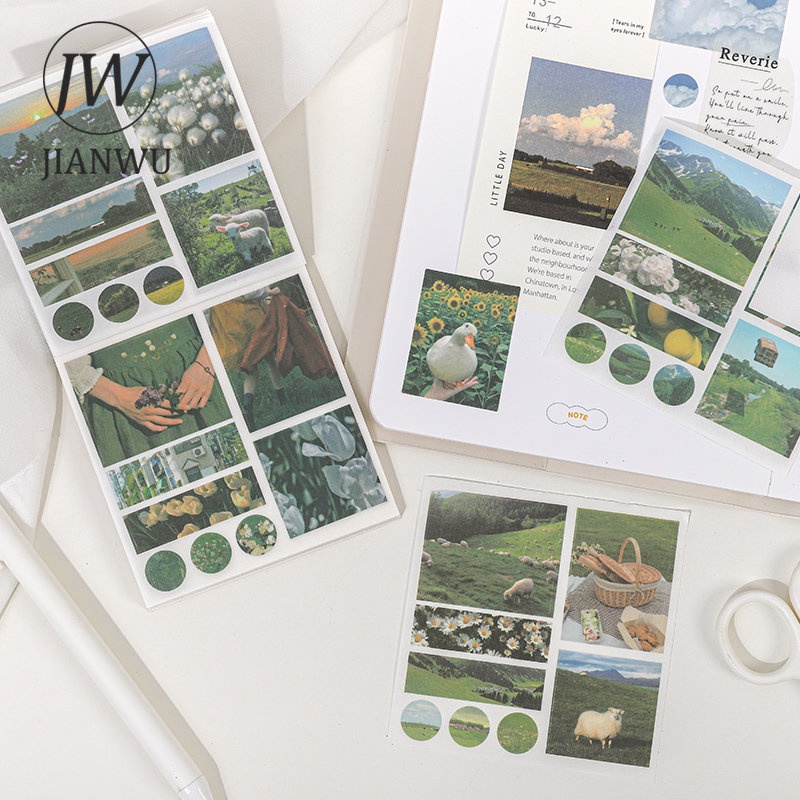 Set 40 Tờ Nhãn Dán Họa Tiết Phong Cảnh Trang Trí Sổ Tay DIY