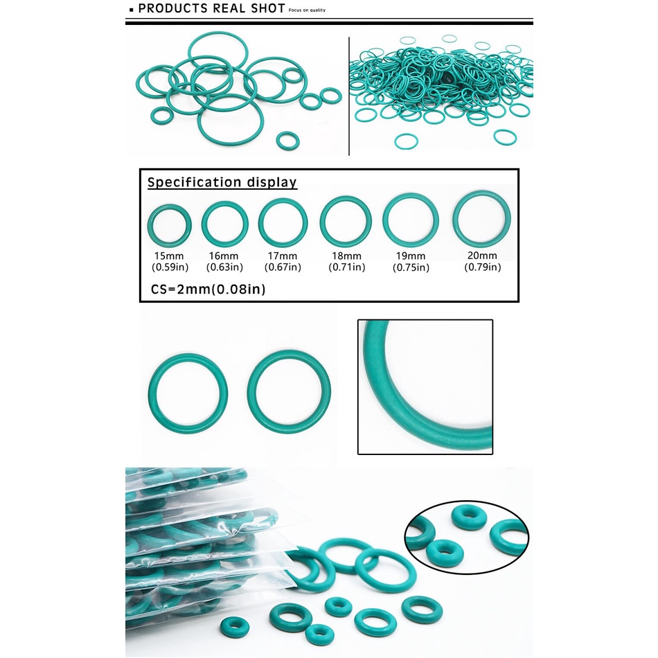 Set 10 Vòng Cao Su 2mm OD 15 / 16 / 17 / 18 / 19 / 20 * 2mm Vòng Đệm Chống Áp Lực Dầu Chống Mòn Chống Lão Hóa Kháng chiến