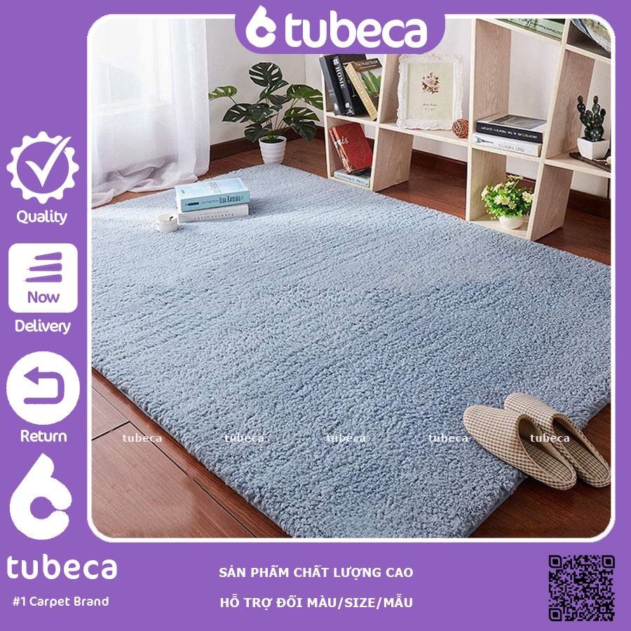 Thảm Trải Sàn Phòng Ngủ Lông Cừu Màu Xanh Xám  Thảm Cao Cấp  Dày Dặn  Cực Êm  Size 2m  x 1m6