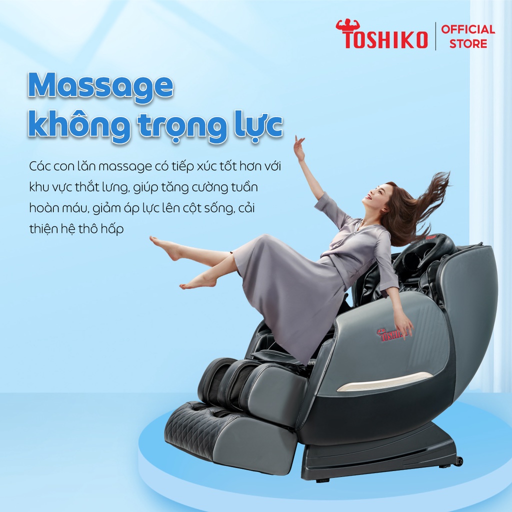 Ghế massage toàn thân Toshiko T9 công nghệ điều khiển giọng nói và con lăn di chuyển giúp thư giãn tại nhà