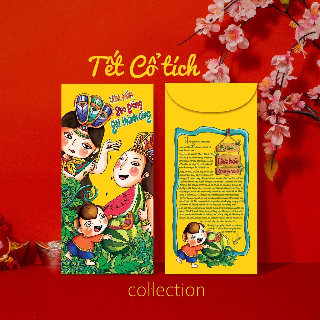 Bao lì xì tết 2022 gói 6 bao lì xì giá rẻ phong cách dân gian Sindecor
