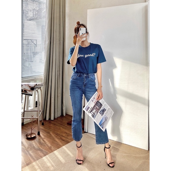 Áo thun nữ cotton 2 chiều co giãn chữ in &quot;You good?&quot; MIEU - JM20