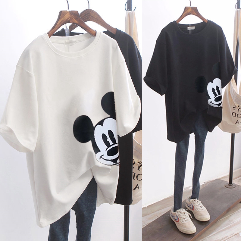 NRVP Áo thun ngắn tay cổ tròn dáng rộng in họa tiết vui nhộn thời trang mùa hè dành cho nữ