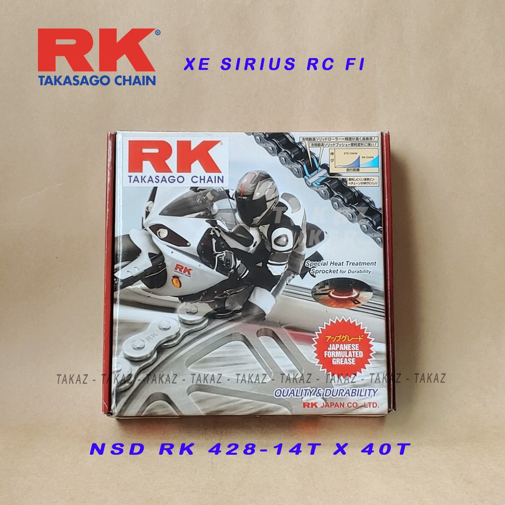 Nhông sên dĩa RK xe Yamaha Sirius FI thương hiệu JAPAN