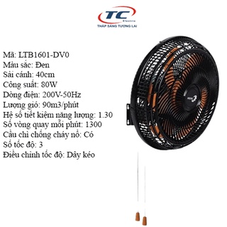 Quạt treo tường bán công nghiệp asia turbo ltb1601 80w sải cánh 40cm