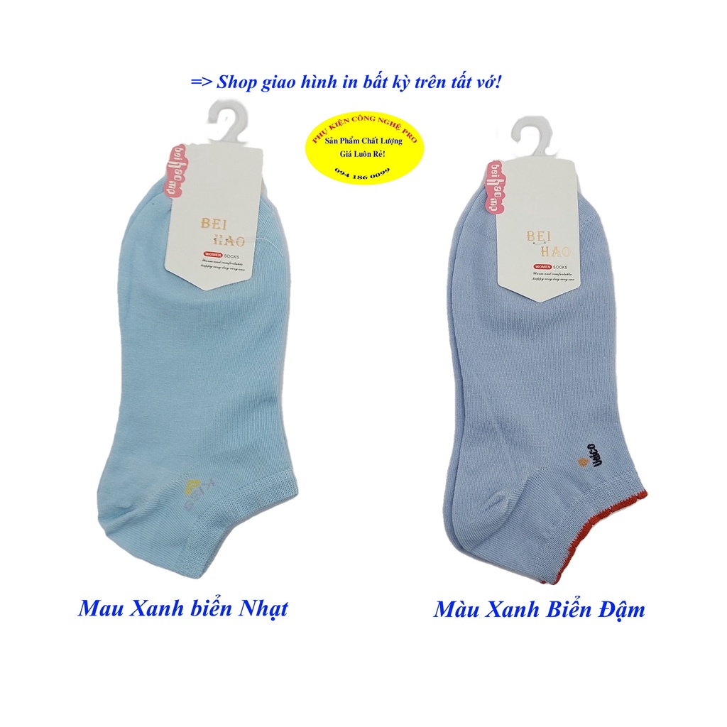 Tất vớ nữ Kiểu cổ ngắn Beihao Women Socks In hình bất kỳ Chất liệu cotton co giãn, Mềm mại, Bảo vệ đôi chân