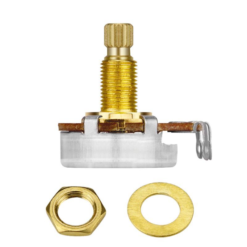 Chiết áp điều chỉnh âm lượng trục đồng thau tách dài màu vàng cho đàn guitar bass điện A500K
