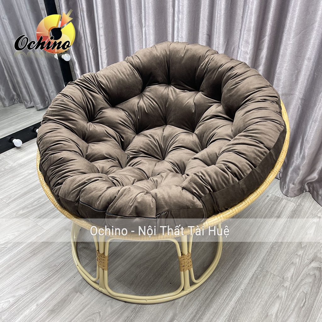 Ghế Ngồi Thư Giãn Papasan Bao Gồm Đệm Khung Sắt Nhựa Giả Mây Cao Cấp Đường Kính 1 Mét ( Có Sẵn)