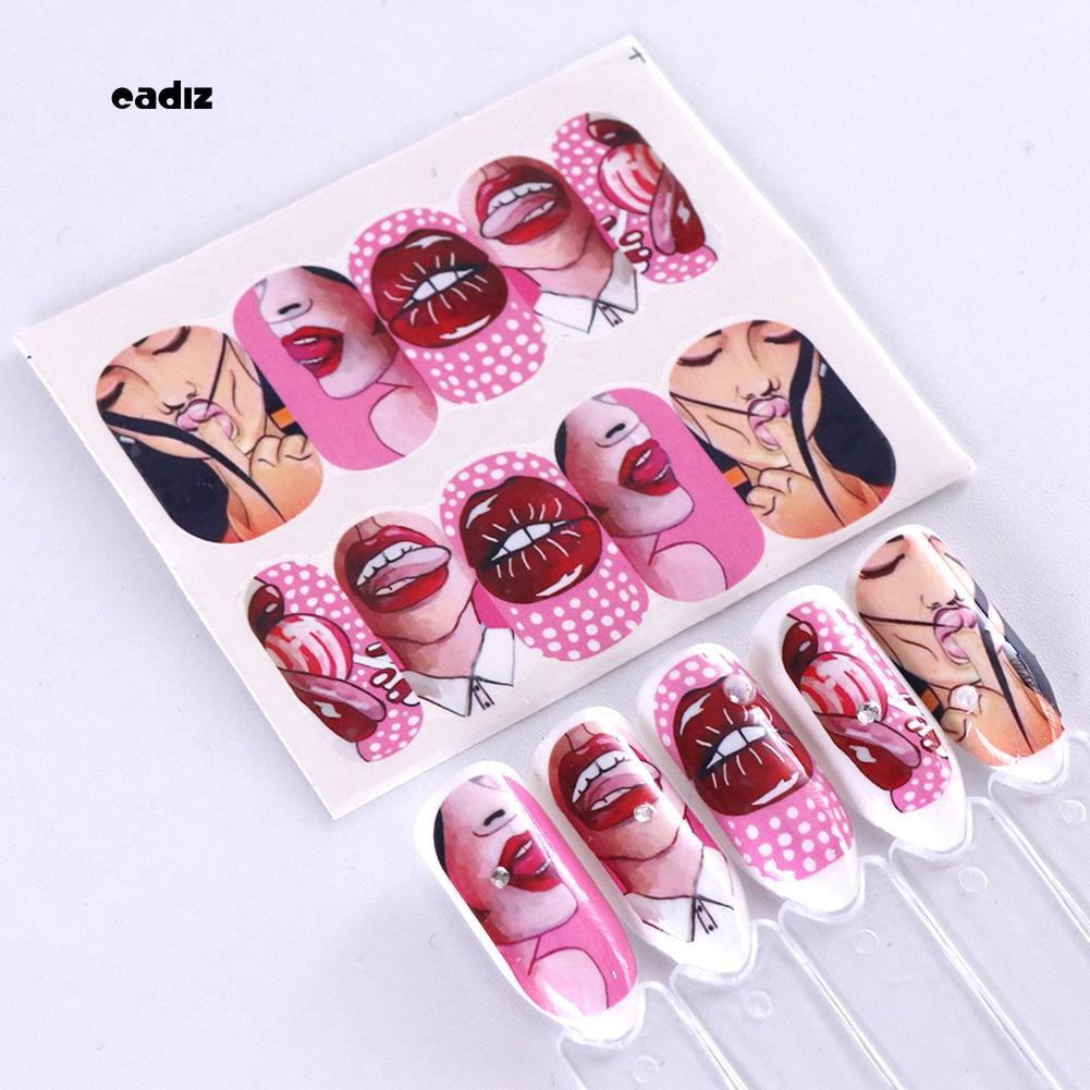 [Hàng mới về] Set 9 tờ hình dán trang trí móng tay họa tiết cá tính gợi cảm