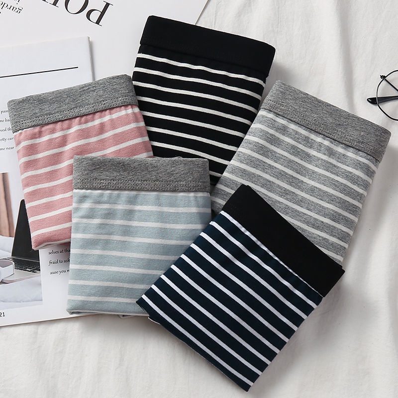 Bộ 4 Quần Lót Boxer Lưng Vừa Kẻ Sọc Thoáng Khí Cá Tính Cho Nam