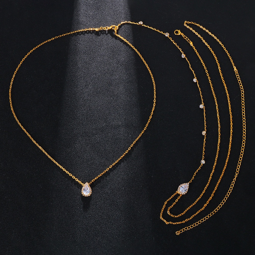 Vòng cổ Cơ Thể Sợi Xích Đính Đá Zircon Sang Trọng Thời Trang Cho Cô Dâu